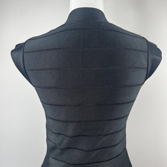 French Connection Black Knit Bandage Bodycon Dress Size 4 Cap Sleeve Y2K - Picture 10 of 12